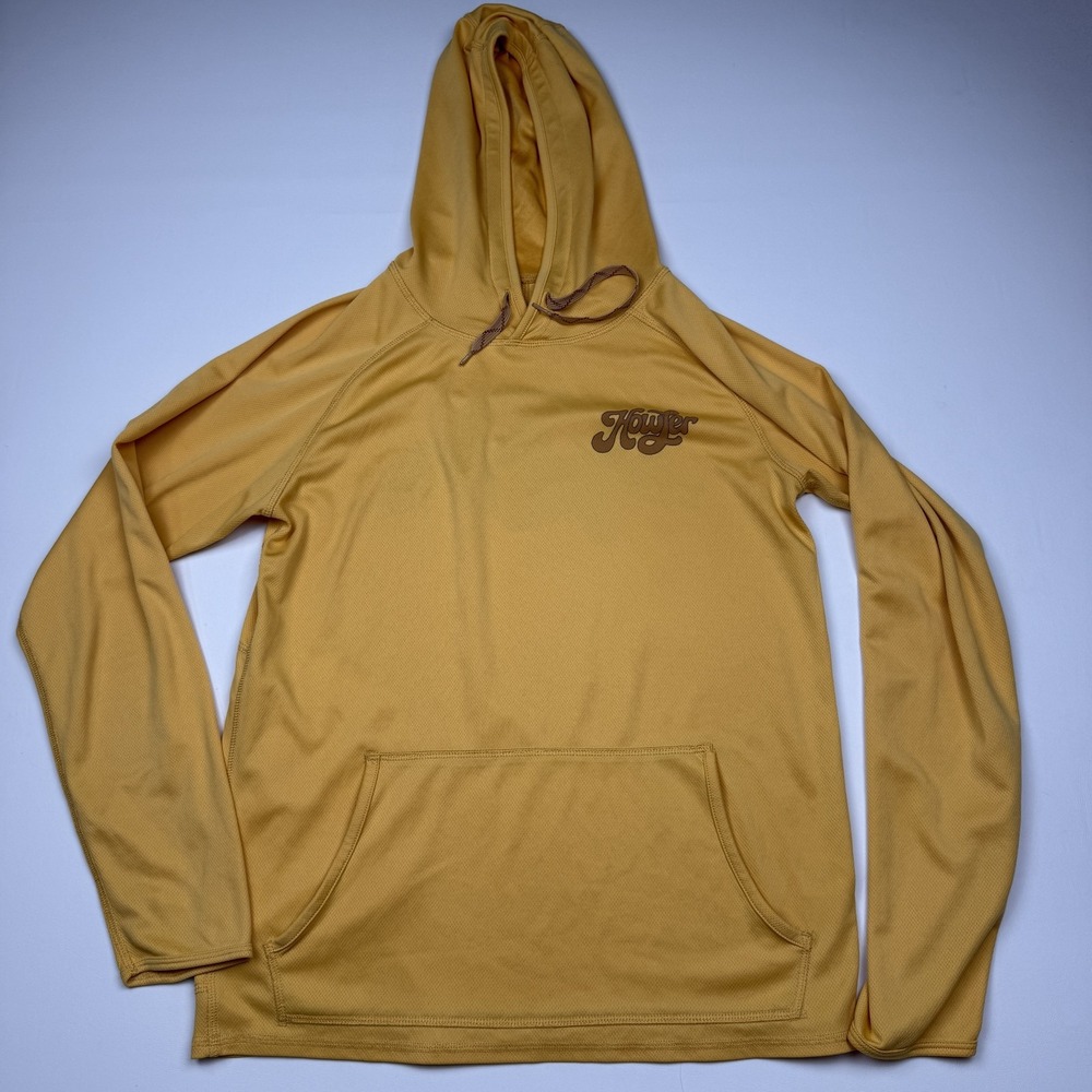 Howler Bros Hoodie Mens Small Yellow Lightweight Graphic Pullover Outdoor Hiking